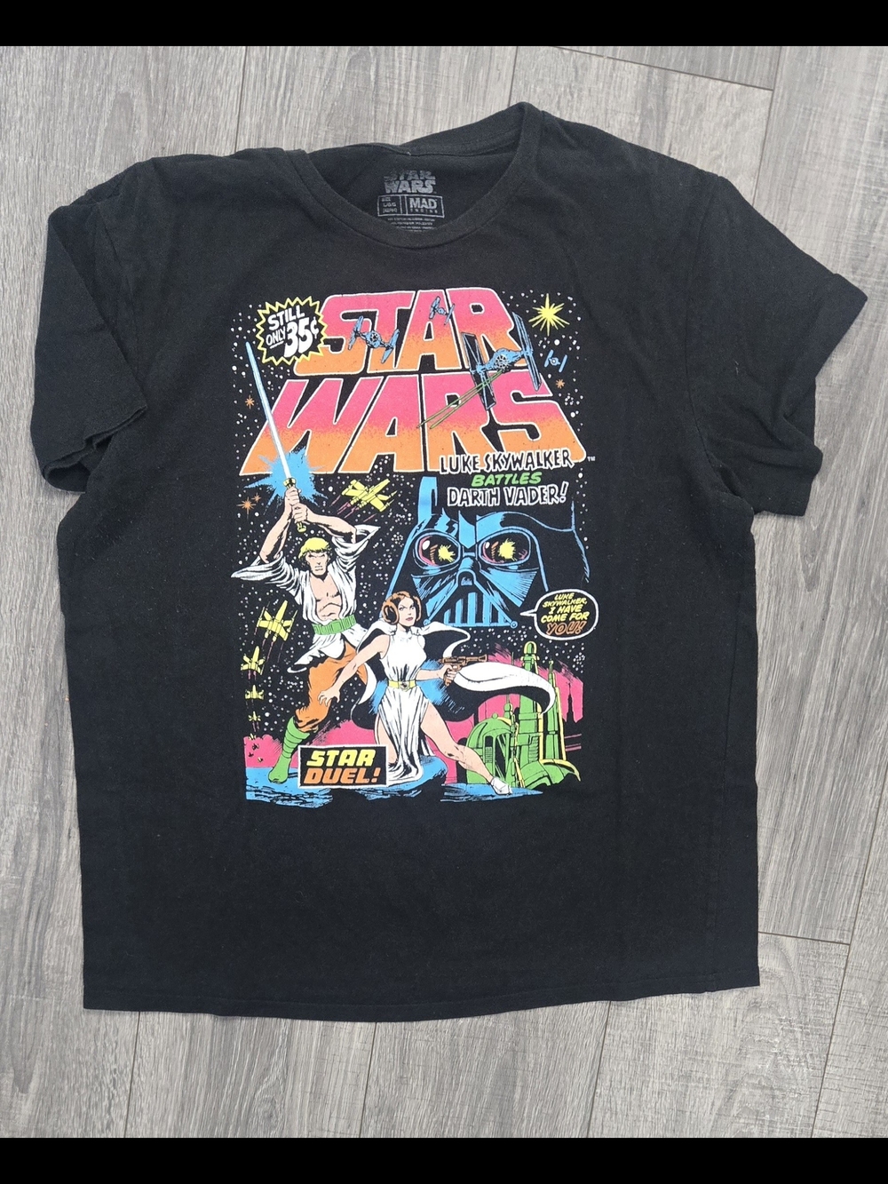 Star Wars Mad Engine Luke Skywalker Darth Vader Comic Graphic Tee Large. #586